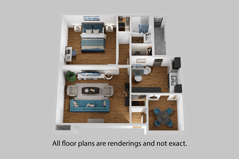 Floor plan for 1 bed, 1 bath, 850 sqft